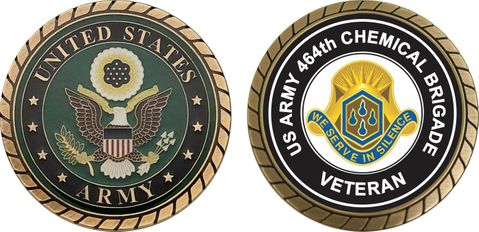 U.S. Army 464th Chemical Brigade Unit Crest Veteran Challenge Coin