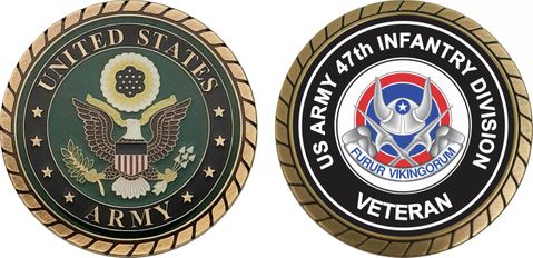 U.S. Army 47th Infantry Unit Crest Veteran Challenge Coin