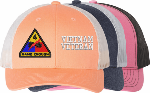 U.S. Army 4th Armored Division Vietnam Veteran Women's Split-Cap