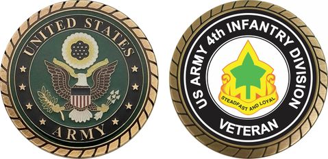 U.S. Army 4th Infantry Division Unit Crest Veteran Challenge Coin