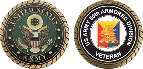 U.S. Army 50th Armor Unit Crest Veteran Challenge Coin