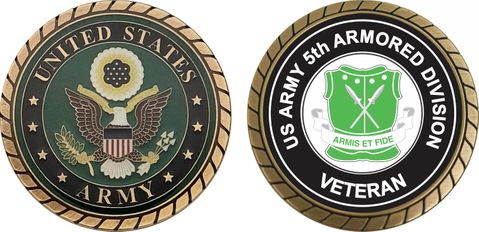 U.S. Army 5th Armored Unit Crest Veteran Challenge Coin