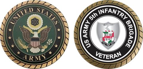 U.S. Army 5th Infantry Brigade Unit Crest Veteran Challenge Coin