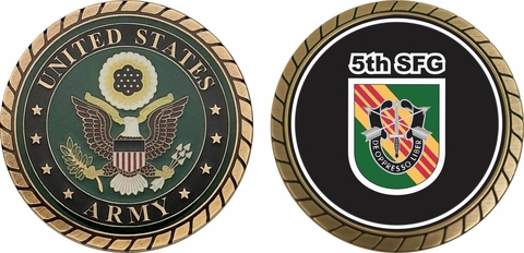 U.S. Army 5th Special Forces Group Vietnam Green Flash Challenge Coin