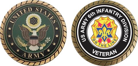 U.S. Army 6th Infantry Division Unit Crest Veteran Challenge Coin