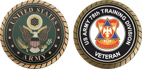 U.S. Army 78th Training Division Unit Crest Veteran Challenge Coin