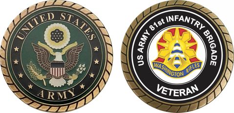 U.S. Army 81st Infantry Brigade Unit Crest Veteran Challenge Coin