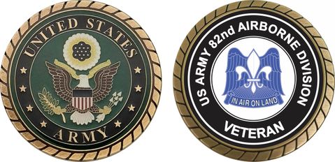 U.S. Army 82nd Airborne Unit Crest Veteran Challenge Coin