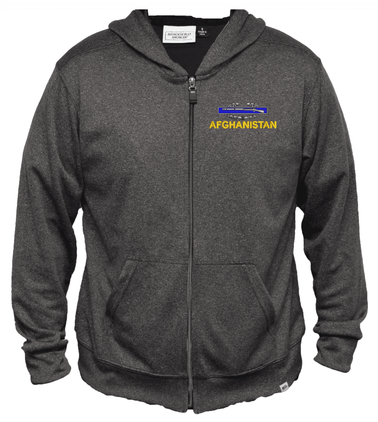U.S. Army Afghanistan (CIB) Men's 100% Polyester Heather Grey USA Full-Zip Hoodie
