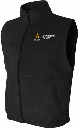 U.S. Army Afghanistan Veteran Full Zip Fleece Vest