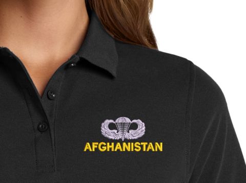 U.S. Army Afghanistan with Jump Wings Women's Stain-Release Polo