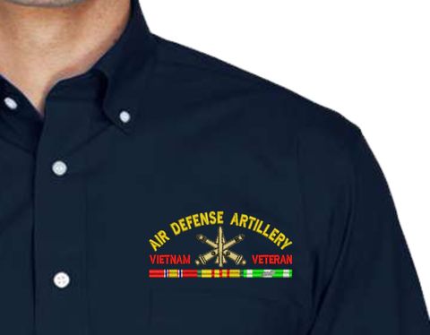 U.S. Army Air Defense Artillery Vietnam Veteran Embroidered Dress Shirt