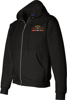 U.S. Army Armor Afghanistan Veteran Zippered Hoodie