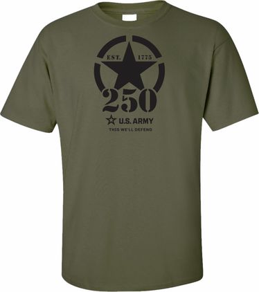 U.S. Army (Black) 250th Anniversary Printed T-Shirt