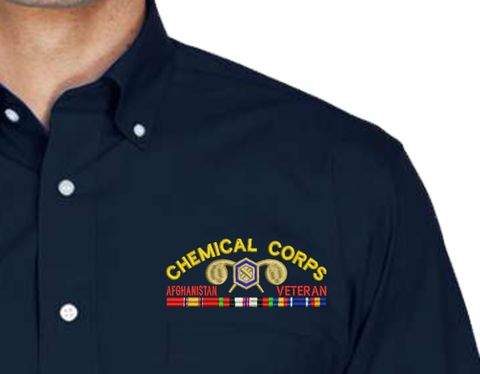 U.S. Army Chemical Corps Afghanistan Veteran Embroidered Dress Shirt
