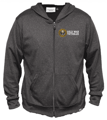 U.S. Army Cold War Veteran Men's 100% Polyester Heather Grey USA Full-Zip Hoodie