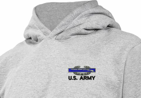 U.S. Army Combat Infantry Badge with "U.S. Army" Text Heavy Weight Fleece Hoodie
