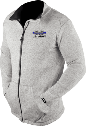 U.S. Army Combat Infantry Bade with Text Knit HEATR Long Sleeve Full Zip