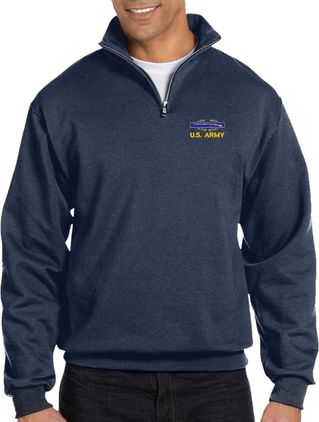 U.S. Army Combat Infantry Badge with "U.S. Army" Text Embroidered Embroidered Quarter-Zip Pullover