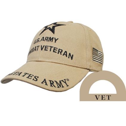 U.S. Army Combat Veteran Embroidered Khaki Cap
