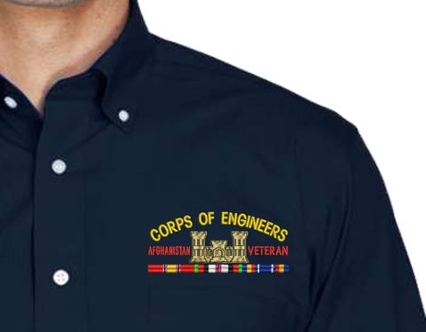 U.S. Army Corps of Engineers Afghanistan Veteran Embroidered Dress Shirt