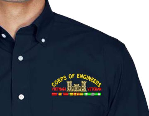 U.S. Army Corps of Engineers Vietnam Veteran Embroidered Dress Shirt