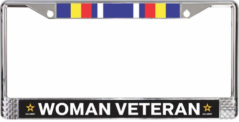 U.S. Army Global War on Terrorism Ribbon Woman Veteran License Plate Frame