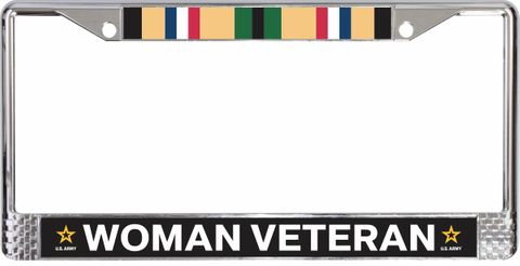 U.S. Army Gulf War Ribbon Woman Veteran License Plate Frame