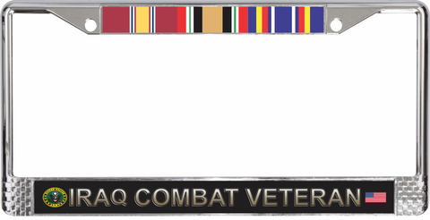 U.S. Army Iraq Combat Veteran 3-Ribbon Stack License Plate Frame