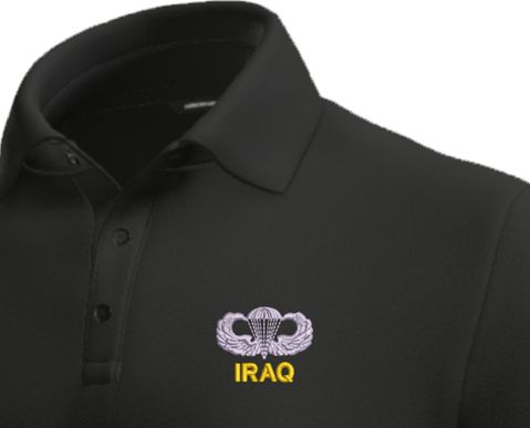 U.S. Army Iraq Jump Wings Moisture Wicking Polo