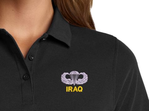 U.S. Army Iraq with Jump Wings Women's Stain-Release Polo