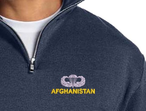 U.S. Army Jump Wings Afghanistan Embroidered Embroidered Quarter-Zip Pullover