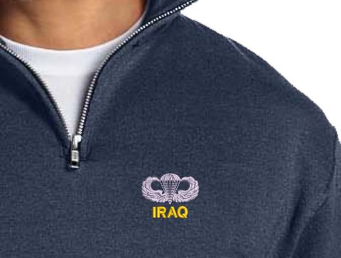 U.S. Army Jump Wings Iraq Embroidered Embroidered Quarter-Zip Pullover