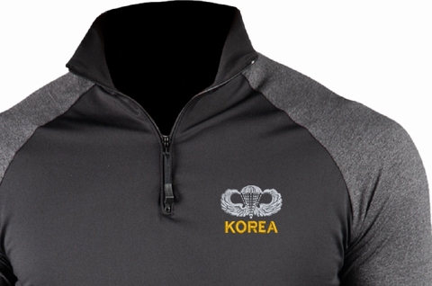U.S. Army Jump Wings Korea ProWikMax 2-Tone 1/4 Zip Long Sleeve Shirt
