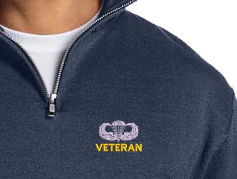 U.S. Army Jump Wings Veteran Embroidered Embroidered Quarter-Zip Pullover