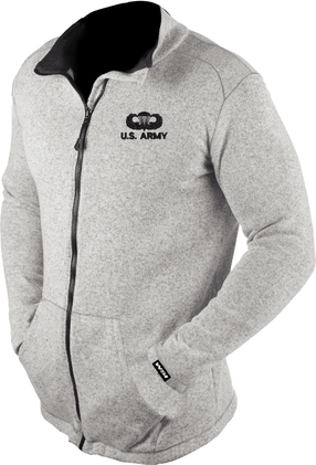 U.S. Army Jump Wings with Text Knit HEATR Long Sleeve Full Zip