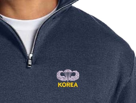 U.S. Army Jumps Wings Korea Embroidered Embroidered Quarter-Zip Pullover