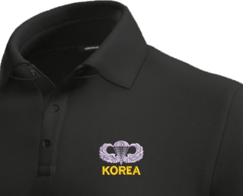 U.S. Army Korea Jump Wings Moisture Wicking Polo