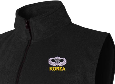 U.S. Army Korea Jump Wings Full-Zip Fleece Vest