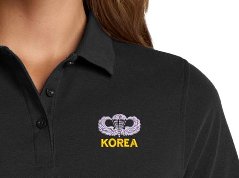 U.S. Army Korea with Jump Wings Women's Stain-Release Polo