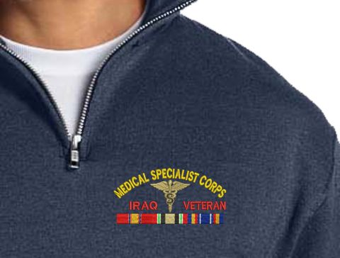 U.S. Army Medical Specialist Corps Iraq Veteran Embroidered Quarter-Zip Pullover