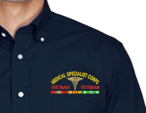 U.S. Army Medical Specialist Corps Vietnam Veteran Embroidered Dress Shirt