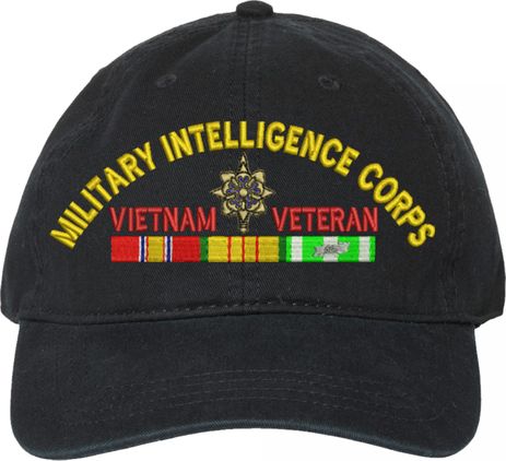 U.S. Army Military Intelligence Corps Vietnam Veteran Unstructured Dad Cap