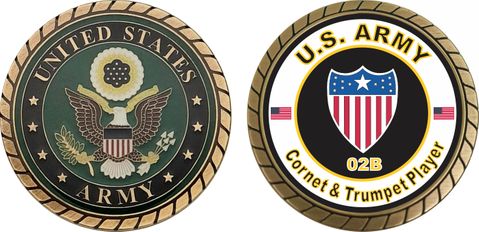 U.S. Army MOS 02B Coronet & Trumpet Player Challenge Coin