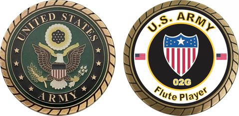 U.S. Army MOS 02G Flute Player Challenge Coin