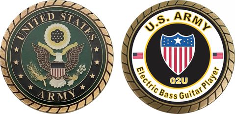 U.S. Army MOS 02U Electric Bass Guitar Player Challenge Coin
