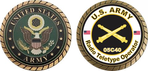 U.S. Army MOS  05C40 Radio Teletype Operator Challenge Coin