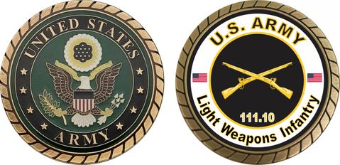 U.S. Army MOS 111.10 Light Weapons Infantry Challenge Coin