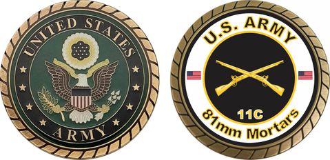 U.S. Army MOS 11C 81mm Mortars Challenge Coin