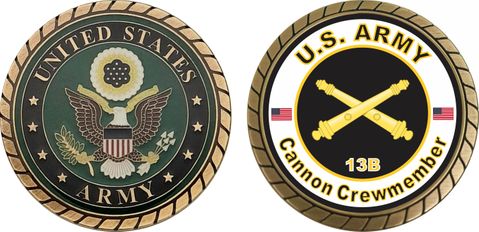 U.S. Army MOS 13B Cannon Crewmember Challenge Coin
